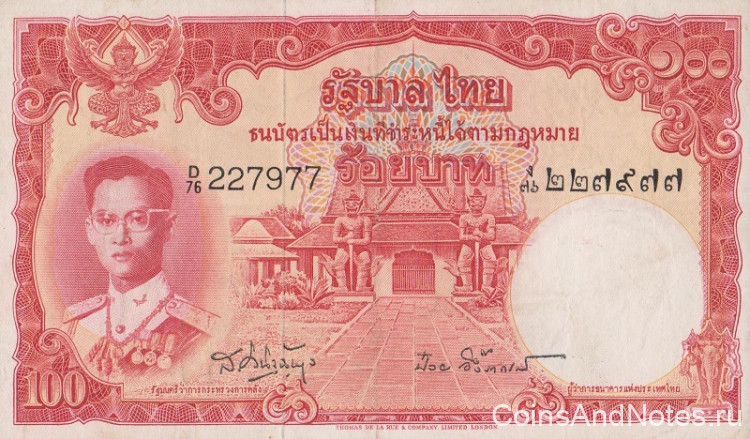 100 бат 1955 года. Тайланд. р78d(4)