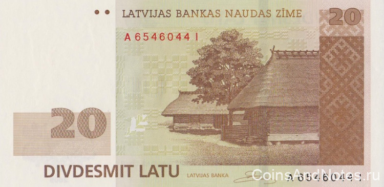 20 латов 2009 года. Латвия. р55b