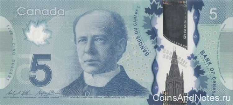 5 долларов 2013 года. Канада. р106с