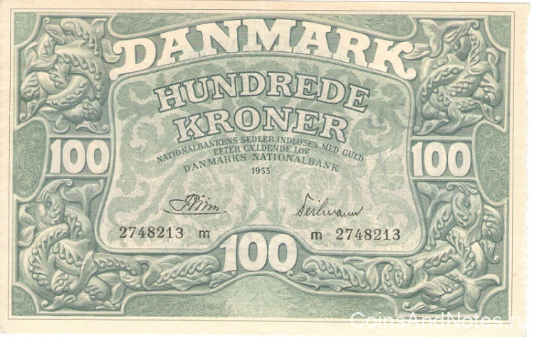 100 крон 1953 года. Дания. р39g