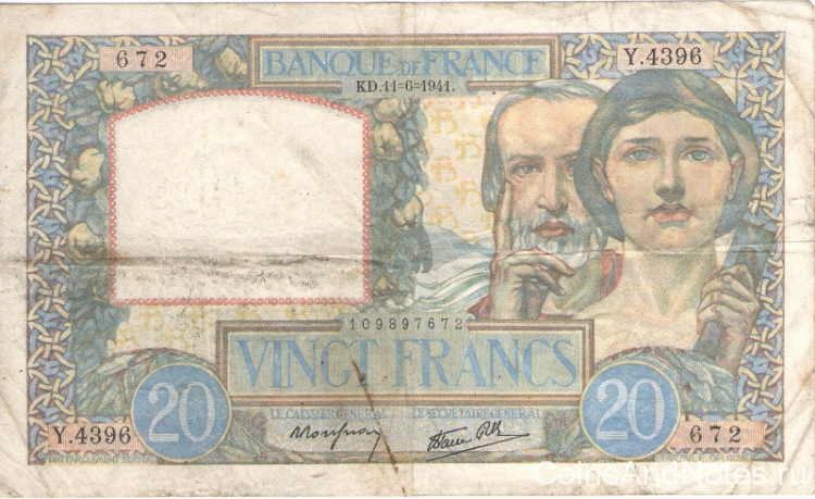 20 франков 1941 года. Франция. р92b
