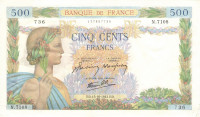 500 франков 15.10.1942 года. Франция. р95b