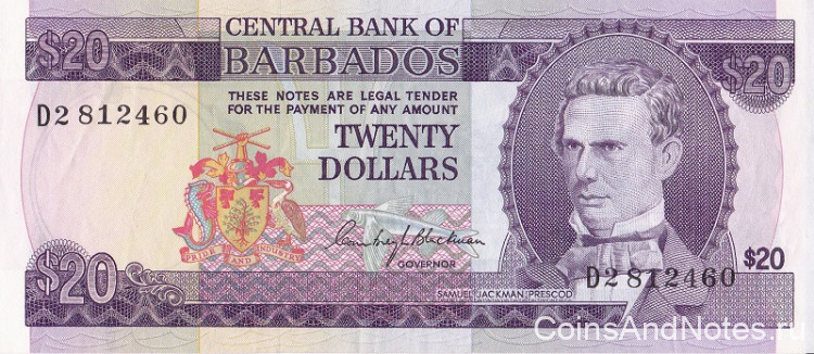 20 долларов 1973 года. Барбадос. р34