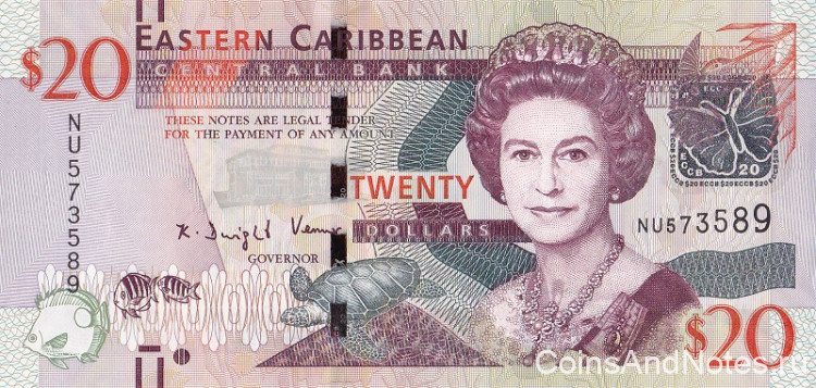 20 долларов 2012 года. Карибские острова. р53b