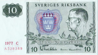 10 крон 1977 года. Швеция. р52d