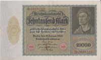 10000 марок 19.01.1922 года. Германия. р70(F)