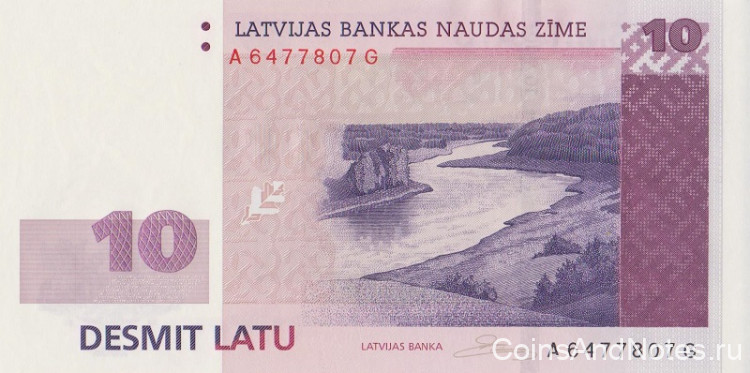 10 латов 2008 года. Латвия. р54