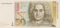 Банкнота 50 марок 02.01.1989 года. ФРГ. р40а
