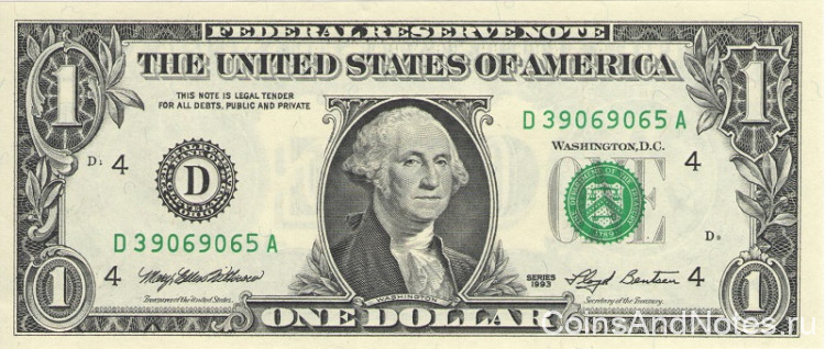 1 доллар 1993 года. США. р490аD