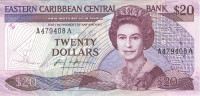 20 долларов 1986-1988 годов. Карибские острова. р19а