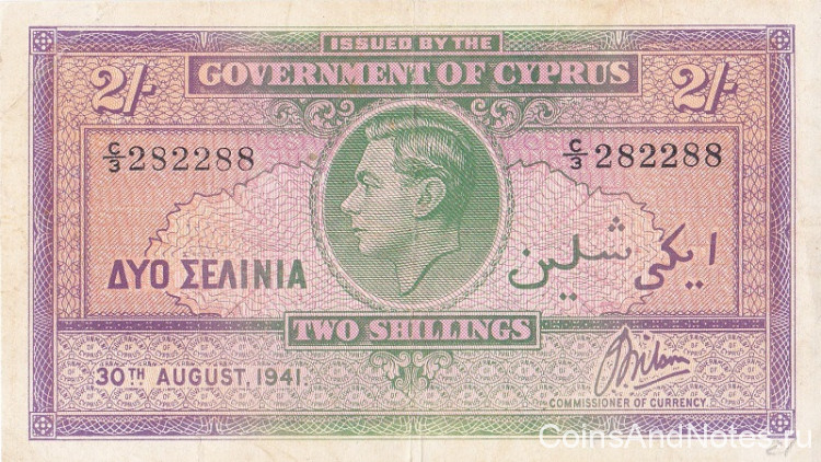 2 шиллинга 1941 года. Кипр. р21