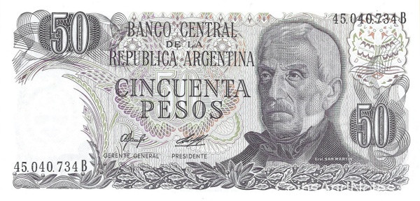 50 песо 1976-1978 годов. Аргентина. р301a(2)