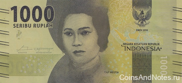 1000 рупий 2016 года. Индонезия. р154a