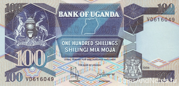 100 шиллингов 1994 года. Уганда. р31с