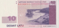 Банкнота 10 лат 1992 года. Латвия. р44