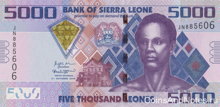 5000 леоне 2018 года. Сьерра-Леоне. р32d