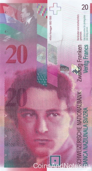 20 франков 2008 года. Швейцария. р69e(3)