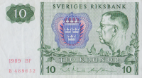 10 крон 1989 года. Швеция. р52е(89)