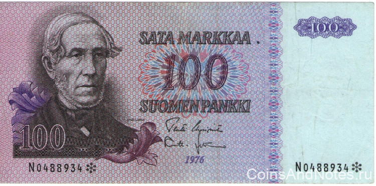 100 марок 1976 года. Финляндия. р109r