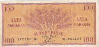 100 марок 1957 года. Финляндия. р97r(6)