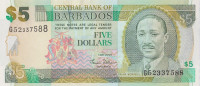 Банкнота 5 долларов 01.05.2007 года. Барбадос. р67а