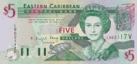 Банкнота 5 долларов 2003 года. Карибские острова. р42v