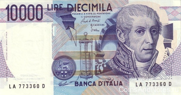 10000 лир 1984 года. Италия. р112а