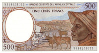 500 франков 1993 года. Габон. р401La
