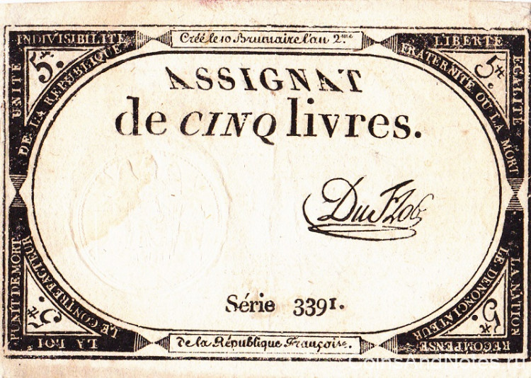 5 ливров 31.10.1793 года. Франция. рА76(6)
