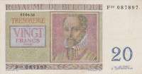Банкнота 20 франков 03.04.1956 года. Бельгия. р132b
