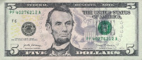 Банкнота 5 долларов 2017 года. США. р new