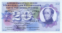 Банкнота 20 франков 07.03.1973 года. Швейцария. р46u(3)