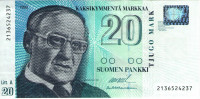 Банкнота 20 марок 1993 года. Финляндия. р123(4)