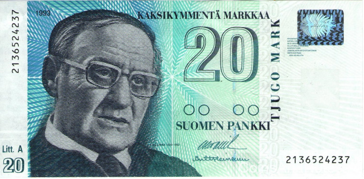 20 марок 1993 года. Финляндия. р123(4)