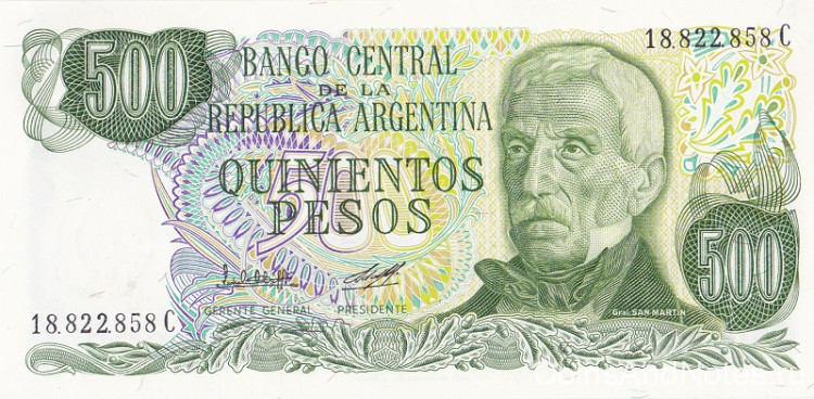 500 песо 1977-1982 годов. Аргентина. р303а(3)
