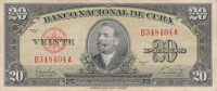 Банкнота 20 песо 1949 года. Куба. р80а