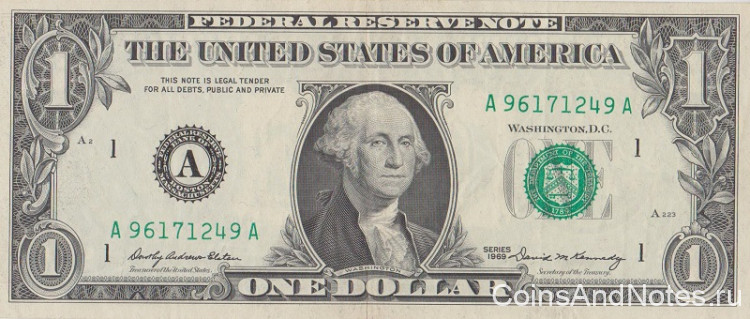 1 доллар 1969 года. США. р449аА