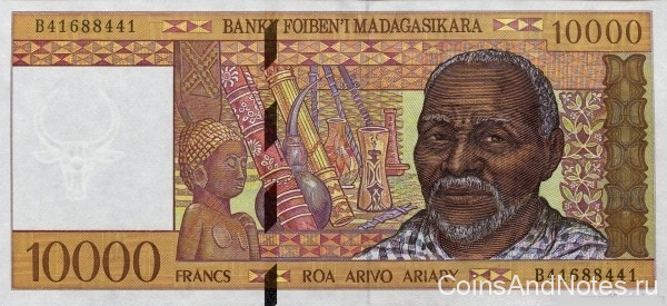 10000 франков 1995 года. Мадагаскар. р79b