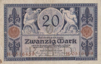 20 марок 04.11.1915 года. Германия. р63