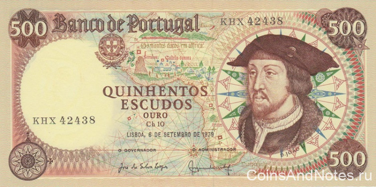 500 эскудо 1979 года. Португалия. р170b(5)