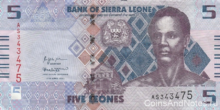 5 леоне 2022 года. Сьерра-Леоне. р W36