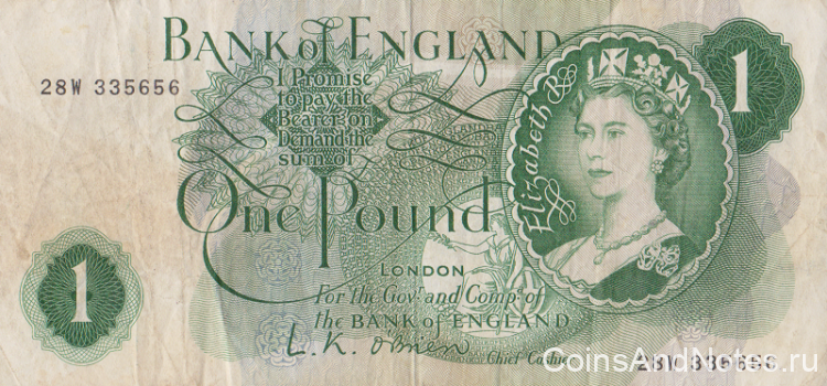 1 фунт 1960-1977 годов. Великобритания. р374а