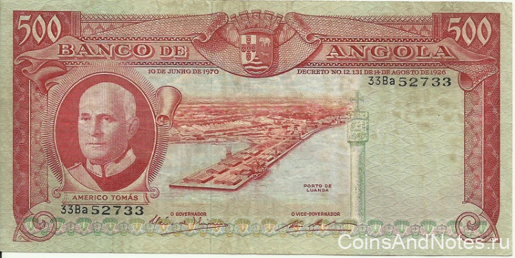 500 эскудо 1970 года. Ангола. р97