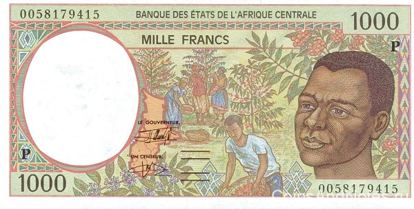 1000 франков 2000 года. Чад. р602Pg