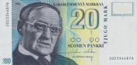 Банкнота 20 марок 1993 года. Финляндия. р122(2)