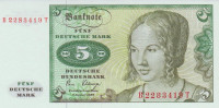 Банкнота 5 марок 02.01.1980 года. ФРГ. р30b(1)