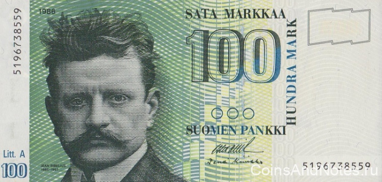 100 марок 1986 года. Финляндия. р119(14)