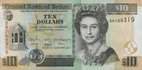 Банкнота 10 долларов 2011 года. Белиз. р68d