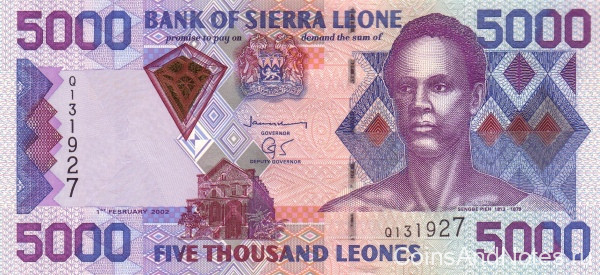 5000 леоне 2002 года. Сьерра-Леоне. р27а