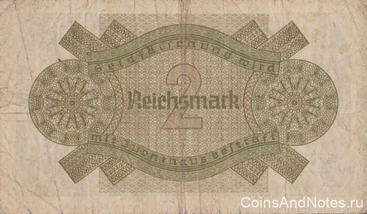 ​​2 рейхсмарки 1940-1945 годов. Германия. Оккупированные территории. рR137а